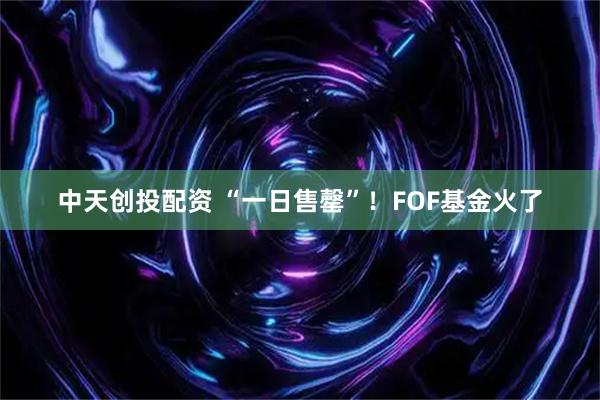 中天创投配资 “一日售罄”！FOF基金火了